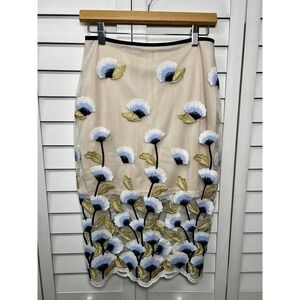 The Clothing Company Floral Embroidered Mesh Pencil Skirt Women's Size Small